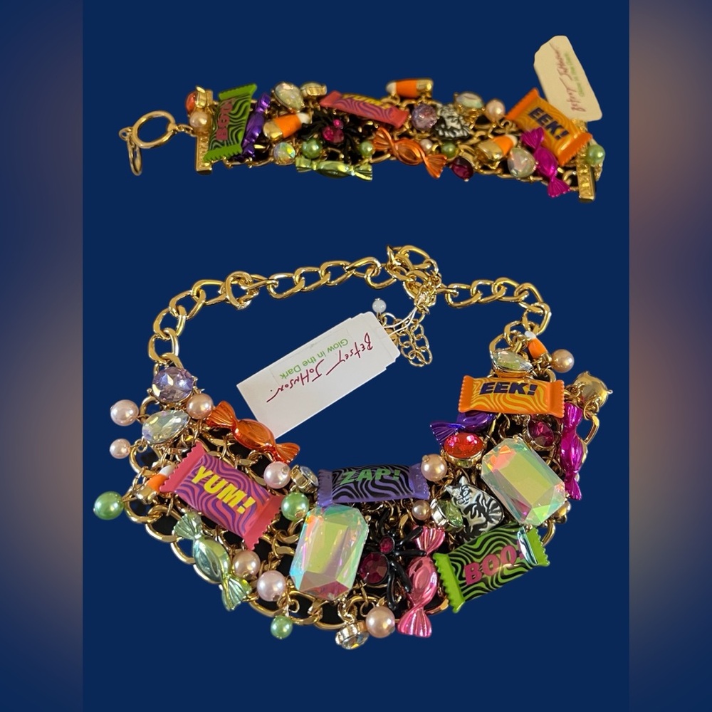 Betsey Johnson Bracelet & Necklace Set Multicolor Candy Charm - Picture 3 of 16